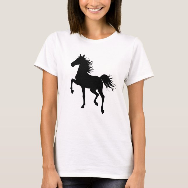 Graceful Horse Silhouette in Motion T Shirt (Framsida)