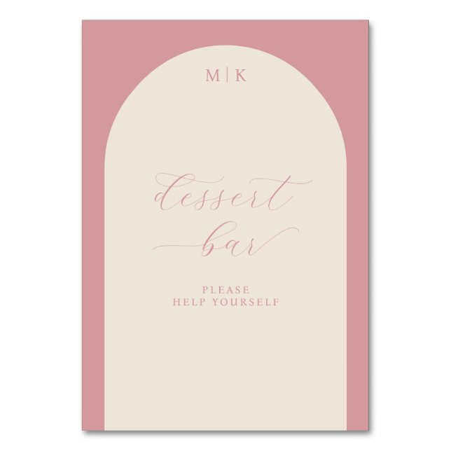 Graceful Pink Calligraphy Dessert Bar Bordsnummer (Framsidan)