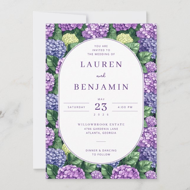 Graceful Purple Floral Invitation Inbjudningar (Framsida)