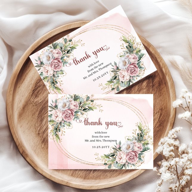 Graceful Rose Gold Floral Greenery Wedding Thank U Tack Kort (Graceful Rose Gold Floral Greenery Wedding Thank You Card

)