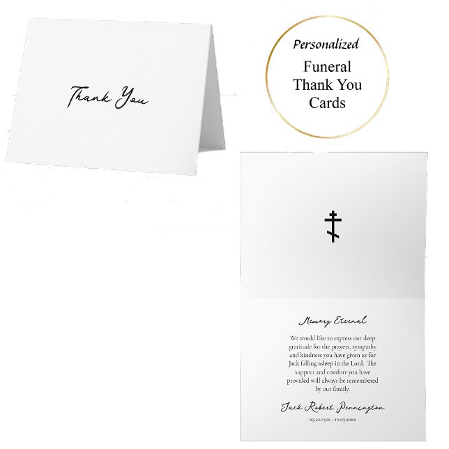 Graceful, Simple Script Orthodox Christian Funeral Tack Kort (Skapare uppladdad)
