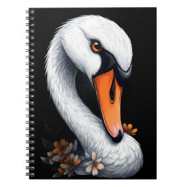 "Graceful Swan" Floral Art Spiral Notebook Anteckningsbok