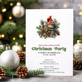 Graceful Victorian Christmas Red Bird Invitation Inbjudningar
