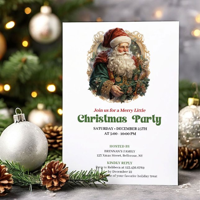 Graceful Victorian Santa Christmas party invite Inbjudningar (Graceful Victorian Christmas angel party invite

)