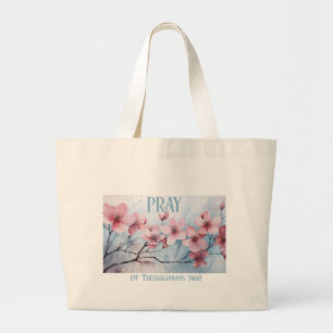 GraceGear - Pray Tote Bag Blue Text Jumbo Tygkasse