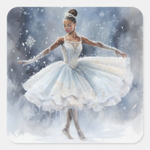 Gracful Black Ballerina Dancer i Ballet Fyrkantigt Klistermärke