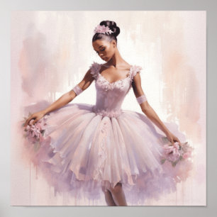 Gracful Black Sugar Plum Fairy in Rosa Tutu Poster