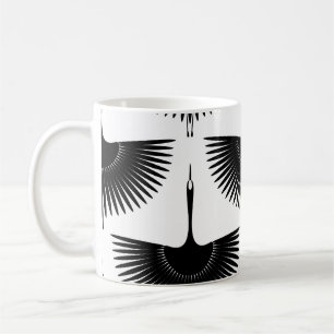 Gracful Crane: Oriental Bird Mönster Kaffemugg