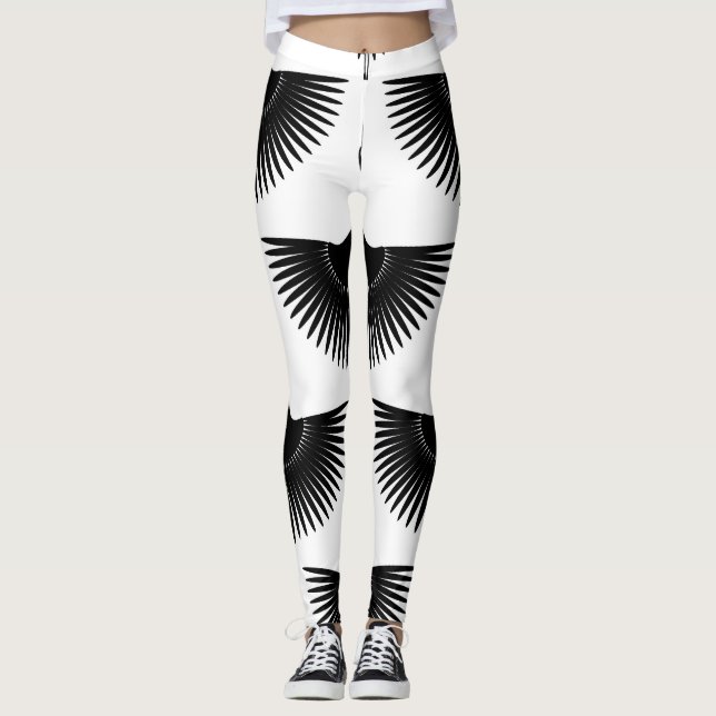 Gracful Crane: Oriental Bird Mönster Leggings (Framsida)