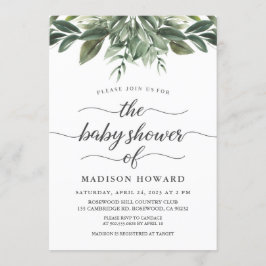 Gracful Greenery Baby Shower Inbjudningar