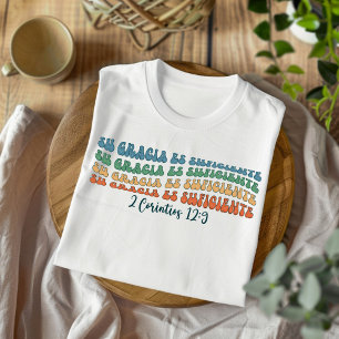 Gracia Es Suficiente Distress Christian Spanska T Shirt