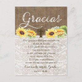 Gracias Baptism Prayer - tack på spanska Inbjudan Vykort