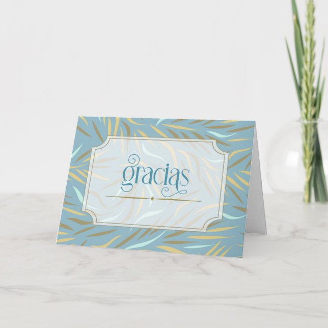 Gracias Botanical Earthy Blue Spanska Tack Kort (Framsida)