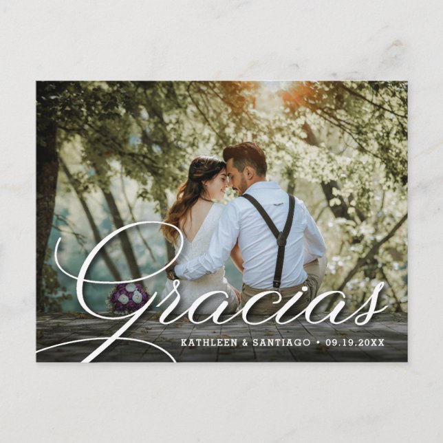 Gracias | Bröllop Photo Tack Vykort (Framsida)