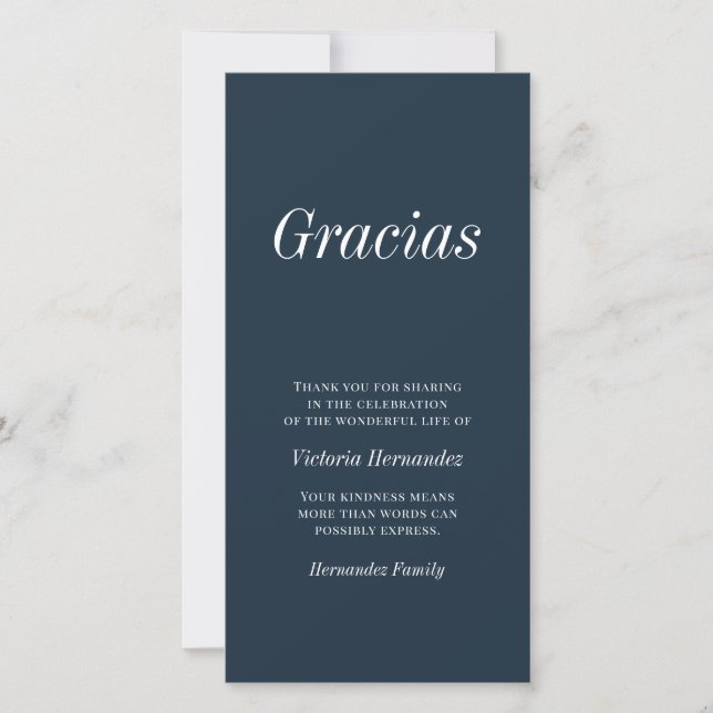 Gracias Modern Typography Memorial Tack Kort (Framsida)