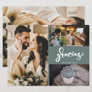 Gracias Photo Collage Grönt Bröllop Tack