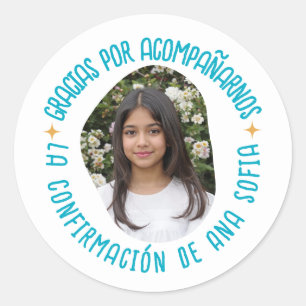 Gracias por acompañarnos konfirmación con foto runt klistermärke