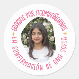 Gracias por acompañarnos konfirmación con foto runt klistermärke