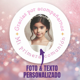 Gracias por acompañarnos mi primera comunión foto runt klistermärke