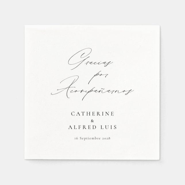 Gracias por Acompañarnos Nuestra Boda Bröllop Pappersservett (Framsidan)