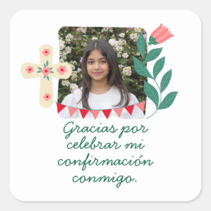 Gracias por Celebrar Mi Confirmación con Foto Fyrkantigt Klistermärke