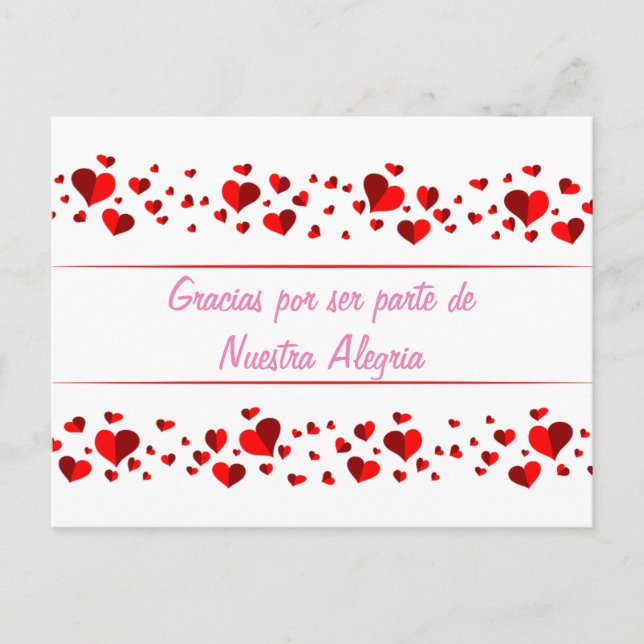 Gracias por ser parte de Nuestra Alegria Note Card Vykort (Framsida)