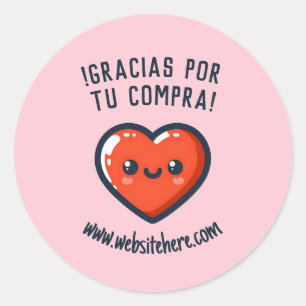 Gracias Por Tu Compra Corazón Kawaii Runt Klistermärke