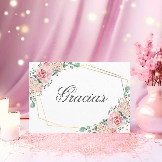 GRACIAS por venir Rosa Spain Quinceañera Quince Tack Kort (GRACIAS por venir Pink Spanish Quinceañera Quince Thank You Card)