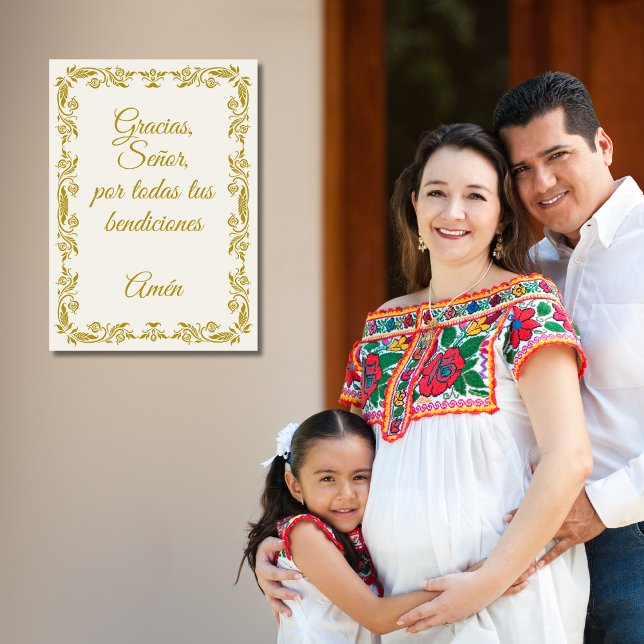 Gracias Señor Spanish Blessings Prayer Gold Poster (Skapare uppladdad)