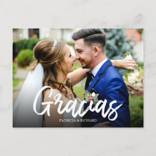 Gracias Snyggt Script Bröllop Tack Photo Vykort