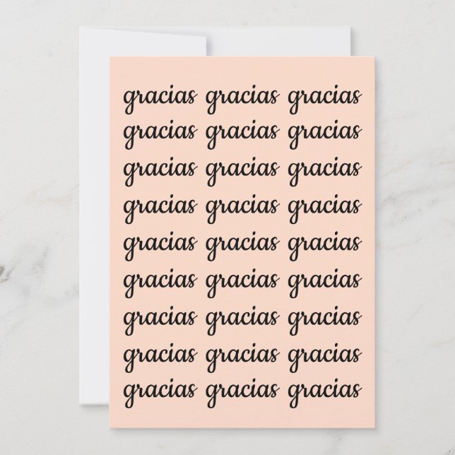 Gracias Spain Retro Rosa Black Script Tack Kort (Framsida)