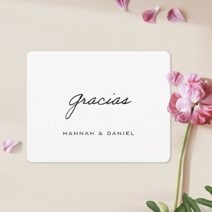 Gracias Spain Simple Black Script Bröllop Tack Kort