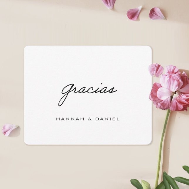 Gracias Spain Simple Black Script Bröllop Tack Kort (Skapare uppladdad)