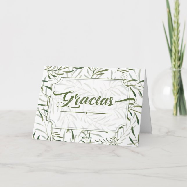 Gracias Spain Tack in Grönt Botanical Kort (Framsida)