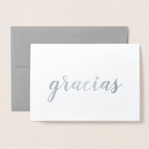 Gracias Spain Tack Push Script Silver Folierat Kort