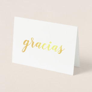 Gracias Spanska Tack Brushstroke-skript Guld Folierat Kort