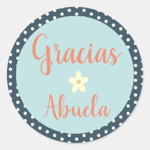 Gracias/Tack spansk Sticker för mormor Runt Klistermärke