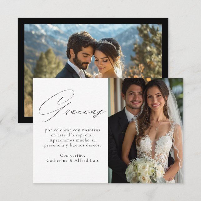 Gracias Tarjeta de agradecimiento de boda Tack Kort (Fram/baksida)