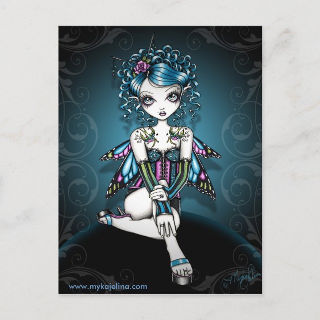 Gracie Gothic Couture Corset Fairy Postcard Vykort (Framsida)