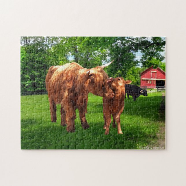 "Gracie & Her Calf" Puzzle Pussel (Horisontell)