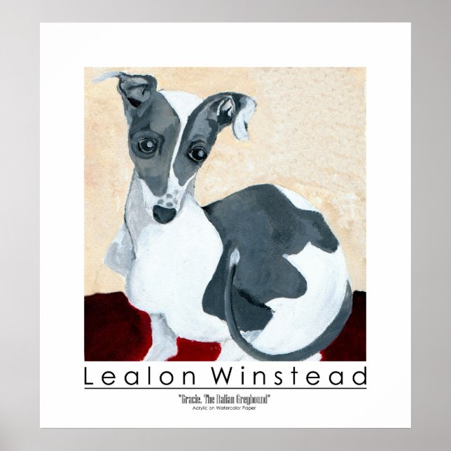 Gracie, italiensk greyhound poster (Framsidan)