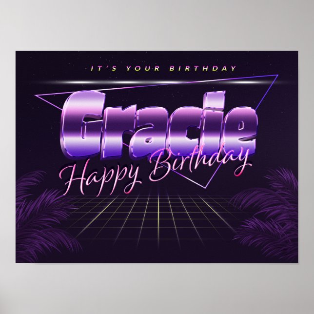 Gracie Namn Vorname lila retro Poster Geburtstag (Framsidan)