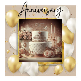 GRACIL KONSTFULL TÅRTA FÖR 25-ÅRSHÖGTIDSJUBILEUM INBJUDNINGAR