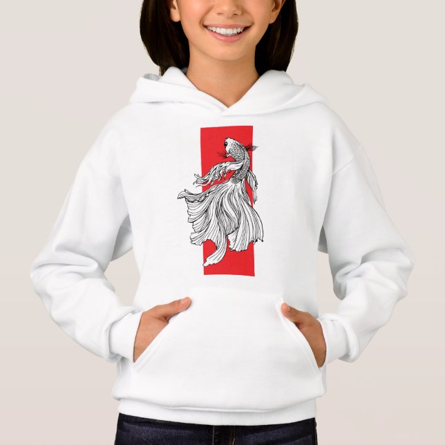 Graciös Betta Fisk Linje Konst – Japansk Minimalis T Shirt (Framsida)