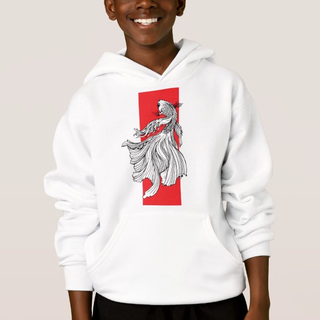 Graciös Betta Fisk Linje Konst – Japansk Minimalis T Shirt (Framsida)