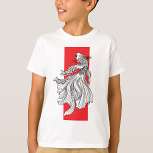 Graciös Betta Fisk Linjekonst – Japansk Minimalism T Shirt