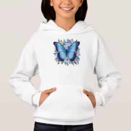 Graciös blå fjäril på blommor t shirt