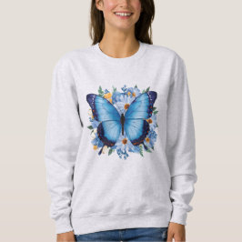 Graciös blå fjäril på blommor t shirt