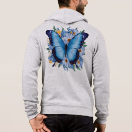 Graciös blå fjäril på blommor t shirt