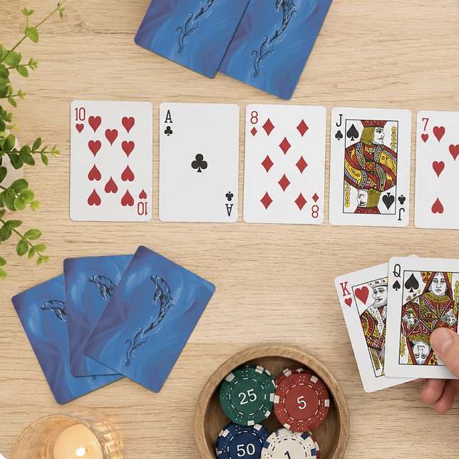 Graciös blå tribal delfin hav spel kort (Skapare uppladdad)